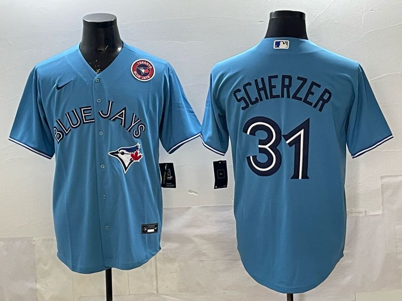 Men 2025 Toronto Blue Jays #31 Scherzer Light blue Game Nike MLB Jersey style 05->toronto blue jays->MLB Jersey